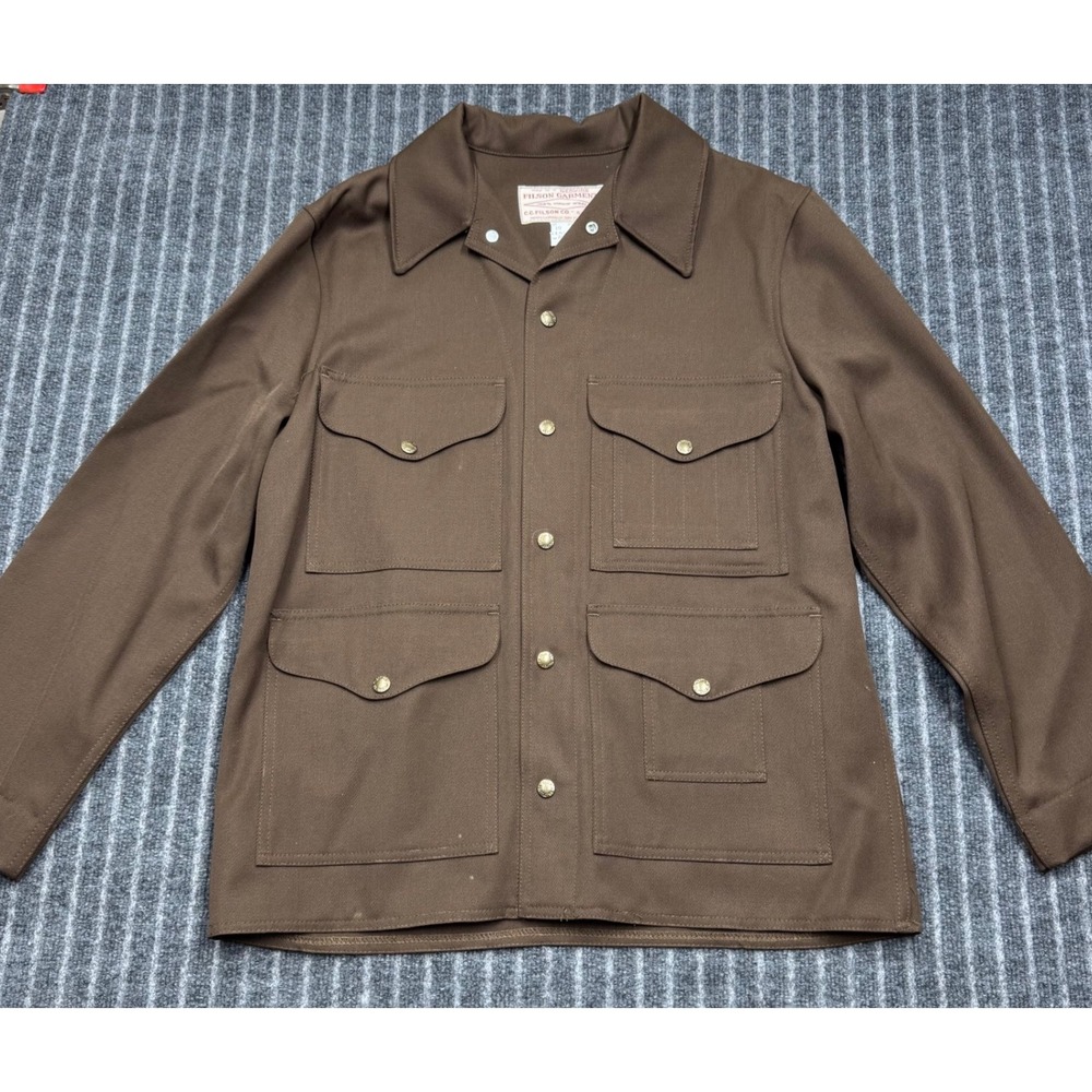 C.C. Filson Vintage Brown Forestry Field Jacket Size 42 100% Virgin Wool (2386)